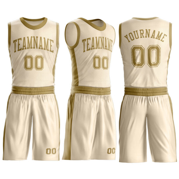 Custom Cream Old Gold Round Neck Suit Basketball Jersey