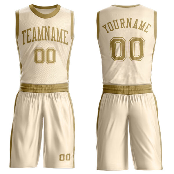 Custom Cream Old Gold Round Neck Suit Basketball Jersey