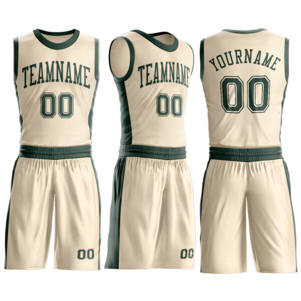 Custom Cream Green Round Neck Suit Basketball Jersey