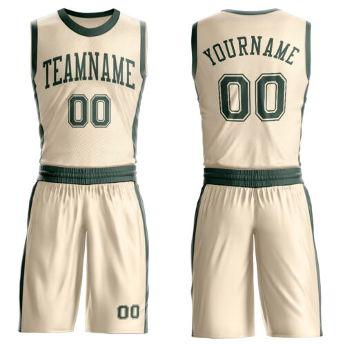 Custom Cream Green Round Neck Suit Basketball Jersey