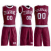 Custom Maroon White Round Neck Suit Basketball Jersey
