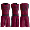 Custom Maroon Black Round Neck Suit Basketball Jersey