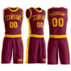 Custom Maroon Gold Round Neck Suit Basketball Jersey