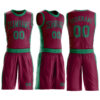 Custom Maroon Kelly Green Round Neck Suit Basketball Jersey