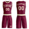 Custom Maroon Cream Round Neck Suit Basketball Jersey