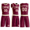 Custom Maroon Cream Round Neck Suit Basketball Jersey