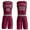 Custom Maroon Gray Round Neck Suit Basketball Jersey
