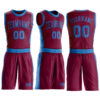 Custom Maroon Blue Round Neck Suit Basketball Jersey