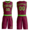 Custom Maroon Neon Green Round Neck Suit Basketball Jersey