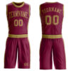 Custom Maroon Old Gold Round Neck Suit Basketball Jersey