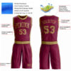 Custom Maroon Old Gold Round Neck Suit Basketball Jersey