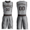 Custom Gray Brown Round Neck Suit Basketball Jersey