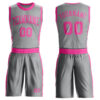 Custom Gray Pink Round Neck Suit Basketball Jersey