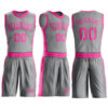 Custom Gray Pink Round Neck Suit Basketball Jersey