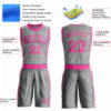 Custom Gray Pink Round Neck Suit Basketball Jersey