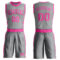 Custom Gray Pink Round Neck Suit Basketball Jersey