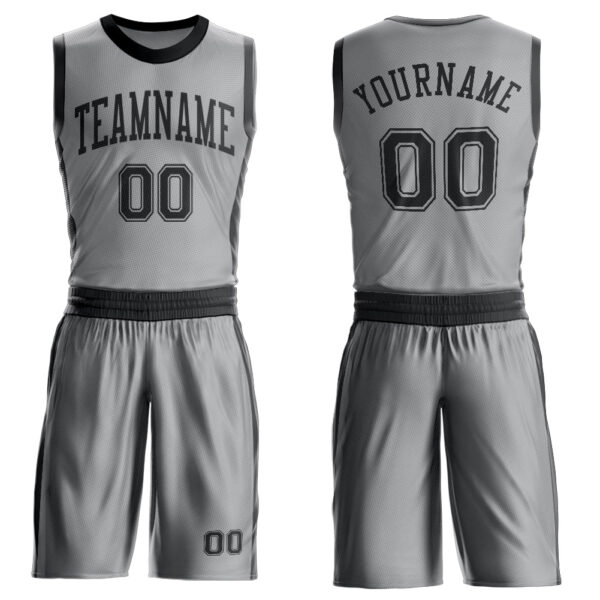Custom Gray Black Round Neck Suit Basketball Jersey