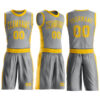 Custom Gray Gold Round Neck Suit Basketball Jersey