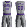 Custom Gray Purple Round Neck Suit Basketball Jersey