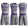 Custom Gray Purple Round Neck Suit Basketball Jersey