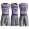 Custom Gray Purple Round Neck Suit Basketball Jersey