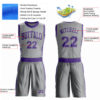 Custom Gray Purple Round Neck Suit Basketball Jersey
