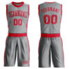 Custom Gray Red Round Neck Suit Basketball Jersey