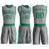Custom Gray Kelly Green Round Neck Suit Basketball Jersey