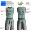 Custom Gray Kelly Green Round Neck Suit Basketball Jersey