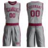 Custom Gray Maroon Round Neck Suit Basketball Jersey