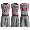 Custom Gray Maroon Round Neck Suit Basketball Jersey