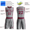 Custom Gray Maroon Round Neck Suit Basketball Jersey