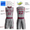 Custom Gray Maroon Round Neck Suit Basketball Jersey