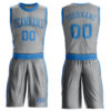 Custom Gray Blue Round Neck Suit Basketball Jersey