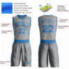 Custom Gray Blue Round Neck Suit Basketball Jersey