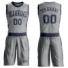 Custom Gray Navy Round Neck Suit Basketball Jersey