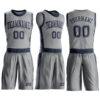 Custom Gray Navy Round Neck Suit Basketball Jersey