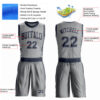 Custom Gray Navy Round Neck Suit Basketball Jersey