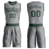 Custom Gray Green Round Neck Suit Basketball Jersey