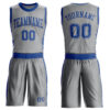 Custom Gray Royal Round Neck Suit Basketball Jersey