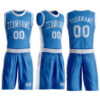 Custom Blue White Round Neck Suit Basketball Jersey