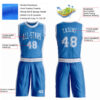 Custom Blue White Round Neck Suit Basketball Jersey