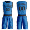 Custom Blue Brown Round Neck Suit Basketball Jersey