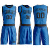 Custom Blue Brown Round Neck Suit Basketball Jersey