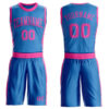 Custom Blue Pink Round Neck Suit Basketball Jersey