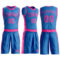 Custom Blue Pink Round Neck Suit Basketball Jersey