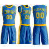 Custom Blue Gold Round Neck Suit Basketball Jersey