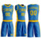 Custom Blue Gold Round Neck Suit Basketball Jersey