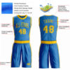 Custom Blue Gold Round Neck Suit Basketball Jersey