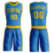 Custom Blue Gold Round Neck Suit Basketball Jersey